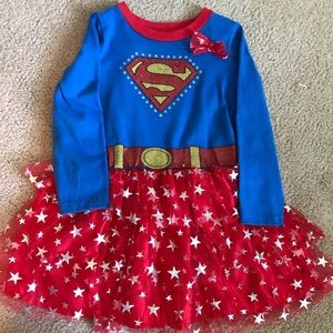 3T Supergirl long sleeve dress with Cape
